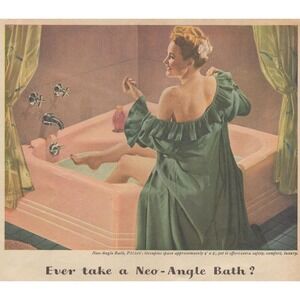 1946 American Standard Vintage Print Ad Mid Century Modern Neo Angle Bath Tub